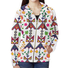 Load image into Gallery viewer, Geometric Floral Spring-White All Over Print Full Zip Hoodie for Women (Model H14) All Over Print Full Zip Hoodie for Women (H14) e-joyer 
