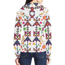 Load image into Gallery viewer, Geometric Floral Spring-White All Over Print Full Zip Hoodie for Women (Model H14) All Over Print Full Zip Hoodie for Women (H14) e-joyer 
