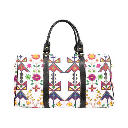 Geometric Floral Spring-White New Waterproof Travel Bag/Large (Model 1639) Waterproof Travel Bags (1639) e-joyer 