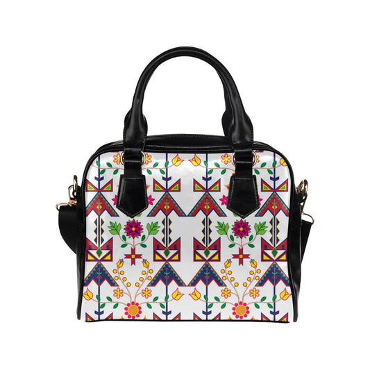 Geometric Floral Spring-White Shoulder Handbag (Model 1634) Shoulder Handbags (1634) e-joyer 