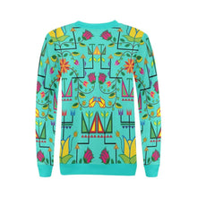 Load image into Gallery viewer, Geometric Floral Summer-Sky All Over Print Crewneck Sweatshirt for Women (Model H18) Crewneck Sweatshirt for Women (H18) e-joyer 
