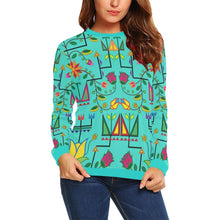 Load image into Gallery viewer, Geometric Floral Summer-Sky All Over Print Crewneck Sweatshirt for Women (Model H18) Crewneck Sweatshirt for Women (H18) e-joyer 
