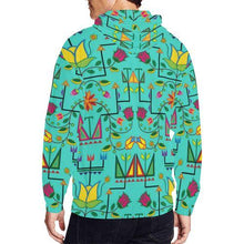 Load image into Gallery viewer, Geometric Floral Summer-Sky All Over Print Full Zip Hoodie for Men (Model H14) All Over Print Full Zip Hoodie for Men (H14) e-joyer 
