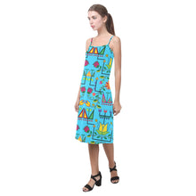 Load image into Gallery viewer, Geometric Floral Summer - Sky Blue Alcestis Slip Dress (Model D05) Alcestis Slip Dress (D05) e-joyer 
