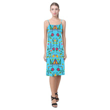 Load image into Gallery viewer, Geometric Floral Summer - Sky Blue Alcestis Slip Dress (Model D05) Alcestis Slip Dress (D05) e-joyer 
