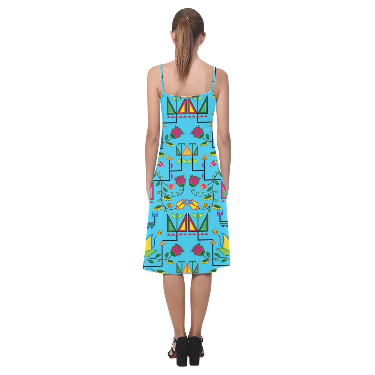 Geometric Floral Summer - Sky Blue Alcestis Slip Dress (Model D05) Alcestis Slip Dress (D05) e-joyer 