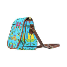 Load image into Gallery viewer, Geometric Floral Summer - Sky Blue Saddle Bag/Small (Model 1649) Full Customization Saddle Bag/Small (Full Customization) e-joyer 
