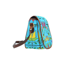 Load image into Gallery viewer, Geometric Floral Summer - Sky Blue Saddle Bag/Small (Model 1649) Full Customization Saddle Bag/Small (Full Customization) e-joyer 
