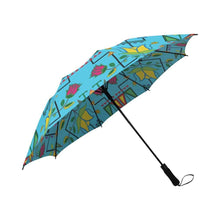 Load image into Gallery viewer, Geometric Floral Summer-Sky Blue Semi-Automatic Foldable Umbrella Semi-Automatic Foldable Umbrella e-joyer 
