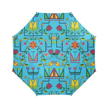 Load image into Gallery viewer, Geometric Floral Summer-Sky Blue Semi-Automatic Foldable Umbrella Semi-Automatic Foldable Umbrella e-joyer 
