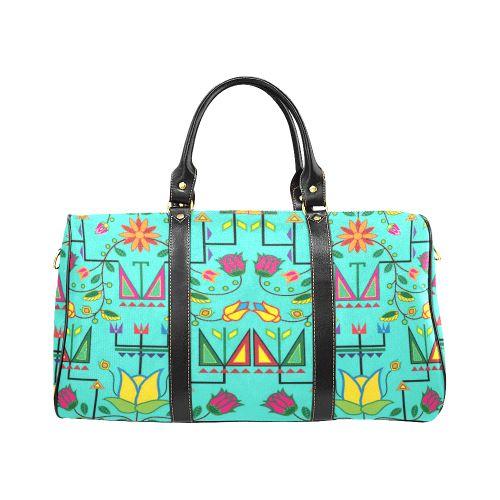 Geometric Floral Summer-Sky New Waterproof Travel Bag/Large (Model 1639) Waterproof Travel Bags (1639) e-joyer 