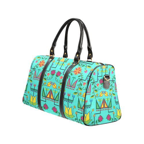 Geometric Floral Summer-Sky New Waterproof Travel Bag/Large (Model 1639) Waterproof Travel Bags (1639) e-joyer 