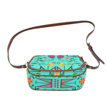 Load image into Gallery viewer, Geometric Floral Summer - Sky Saddle Bag/Small (Model 1649) Full Customization Saddle Bag/Small (Full Customization) e-joyer 
