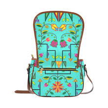 Load image into Gallery viewer, Geometric Floral Summer - Sky Saddle Bag/Small (Model 1649) Full Customization Saddle Bag/Small (Full Customization) e-joyer 
