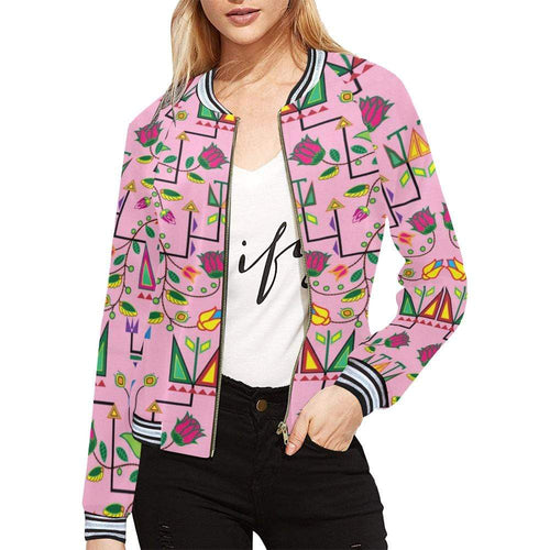 Geometric Floral Summer - Sunset All Over Print Bomber Jacket for Women (Model H21) All Over Print Bomber Jacket for Women (H21) e-joyer 