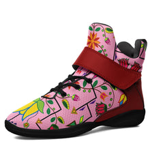 Load image into Gallery viewer, Geometric Floral Summer Sunset Ipottaa Basketball / Sport High Top Shoes 49 Dzine US Women 4.5 / US Youth 3.5 / EUR 35 Black Sole with Dark Red Strap 
