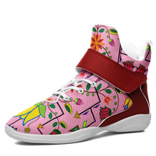 Load image into Gallery viewer, Geometric Floral Summer Sunset Ipottaa Basketball / Sport High Top Shoes 49 Dzine US Women 4.5 / US Youth 3.5 / EUR 35 White Sole with Dark Red Strap 
