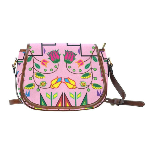 Geometric Floral Summer - Sunset Saddle Bag/Small (Model 1649) Full Customization Saddle Bag/Small (Full Customization) e-joyer 