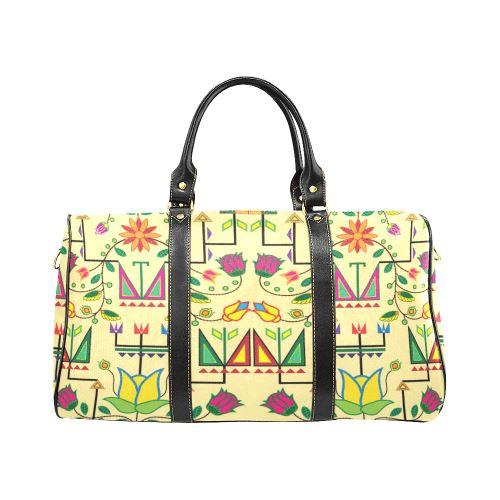 Geometric Floral Summer-Vanilla New Waterproof Travel Bag/Large (Model 1639) Waterproof Travel Bags (1639) e-joyer 