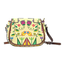 Load image into Gallery viewer, Geometric Floral Summer - Vanilla Saddle Bag/Small (Model 1649) Full Customization Saddle Bag/Small (Full Customization) e-joyer 
