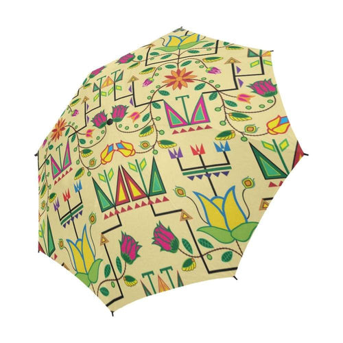 Geometric Floral Summer-Vanilla Semi-Automatic Foldable Umbrella Semi-Automatic Foldable Umbrella e-joyer 