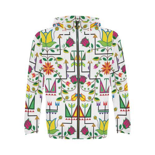 Geometric Floral Summer-White All Over Print Full Zip Hoodie for Men (Model H14) All Over Print Full Zip Hoodie for Men (H14) e-joyer 