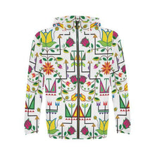 Load image into Gallery viewer, Geometric Floral Summer-White All Over Print Full Zip Hoodie for Men (Model H14) All Over Print Full Zip Hoodie for Men (H14) e-joyer 
