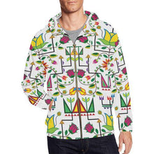 Load image into Gallery viewer, Geometric Floral Summer-White All Over Print Full Zip Hoodie for Men (Model H14) All Over Print Full Zip Hoodie for Men (H14) e-joyer 
