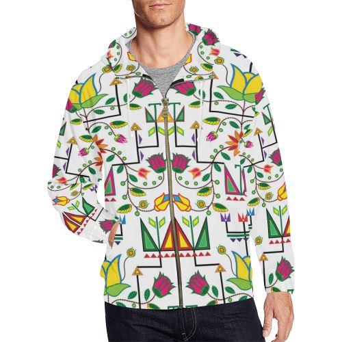 Geometric Floral Summer-White All Over Print Full Zip Hoodie for Men (Model H14) All Over Print Full Zip Hoodie for Men (H14) e-joyer 