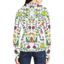 Load image into Gallery viewer, Geometric Floral Summer-White All Over Print Full Zip Hoodie for Women (Model H14) All Over Print Full Zip Hoodie for Women (H14) e-joyer 

