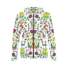 Load image into Gallery viewer, Geometric Floral Summer-White All Over Print Full Zip Hoodie for Women (Model H14) All Over Print Full Zip Hoodie for Women (H14) e-joyer 
