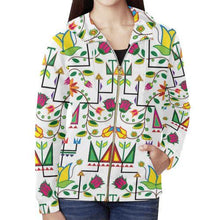 Load image into Gallery viewer, Geometric Floral Summer-White All Over Print Full Zip Hoodie for Women (Model H14) All Over Print Full Zip Hoodie for Women (H14) e-joyer 
