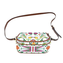 Load image into Gallery viewer, Geometric Floral Summer - White Saddle Bag/Small (Model 1649) Full Customization Saddle Bag/Small (Full Customization) e-joyer 
