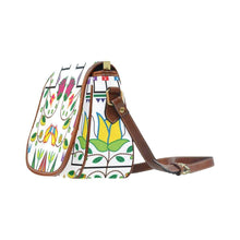 Load image into Gallery viewer, Geometric Floral Summer - White Saddle Bag/Small (Model 1649) Full Customization Saddle Bag/Small (Full Customization) e-joyer 
