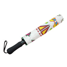 Load image into Gallery viewer, Geometric Floral Summer-White Semi-Automatic Foldable Umbrella Semi-Automatic Foldable Umbrella e-joyer 
