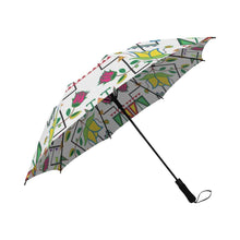 Load image into Gallery viewer, Geometric Floral Summer-White Semi-Automatic Foldable Umbrella Semi-Automatic Foldable Umbrella e-joyer 
