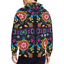 Load image into Gallery viewer, Geometric Floral Winter-Black All Over Print Full Zip Hoodie for Men (Model H14) All Over Print Full Zip Hoodie for Men (H14) e-joyer 

