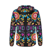 Load image into Gallery viewer, Geometric Floral Winter-Black All Over Print Full Zip Hoodie for Women (Model H14) All Over Print Full Zip Hoodie for Women (H14) e-joyer 
