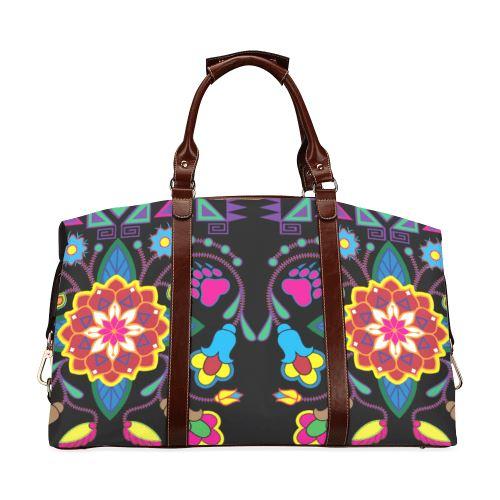 Geometric Floral Winter-Black Classic Travel Bag (Model 1643) Remake Classic Travel Bags (1643) e-joyer 