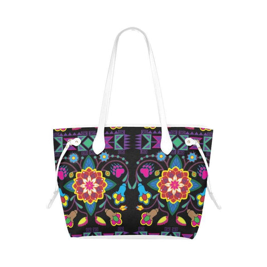 Geometric Floral Winter - Black Clover Canvas Tote Bag (Model 1661) Clover Canvas Tote Bag (1661) e-joyer 