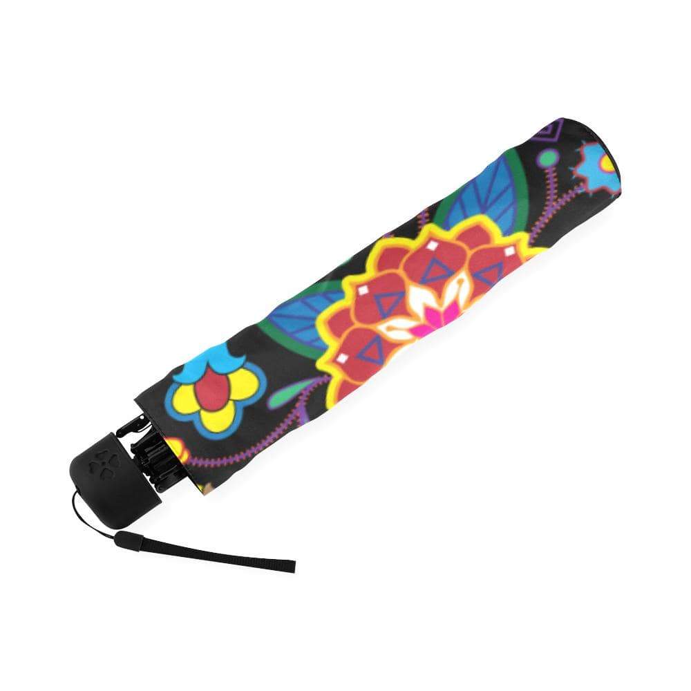 Geometric Floral Winter-Black Foldable Umbrella Foldable Umbrella e-joyer 