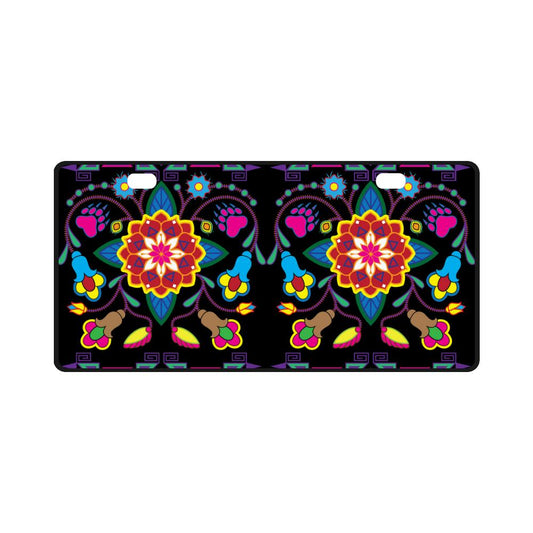 Geometric Floral Winter-Black License Plate License Plate e-joyer 