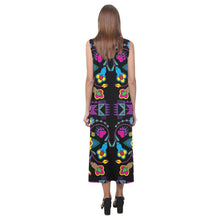 Load image into Gallery viewer, Geometric Floral Winter - Black Phaedra Sleeveless Open Fork Long Dress (Model D08) Phaedra Sleeveless Open Fork Long Dress (D08) e-joyer 
