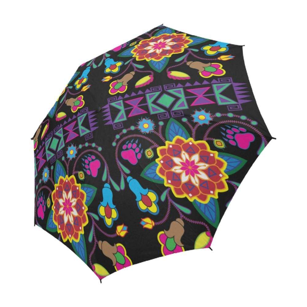 Geometric Floral Winter-Black Semi-Automatic Foldable Umbrella Semi-Automatic Foldable Umbrella e-joyer 