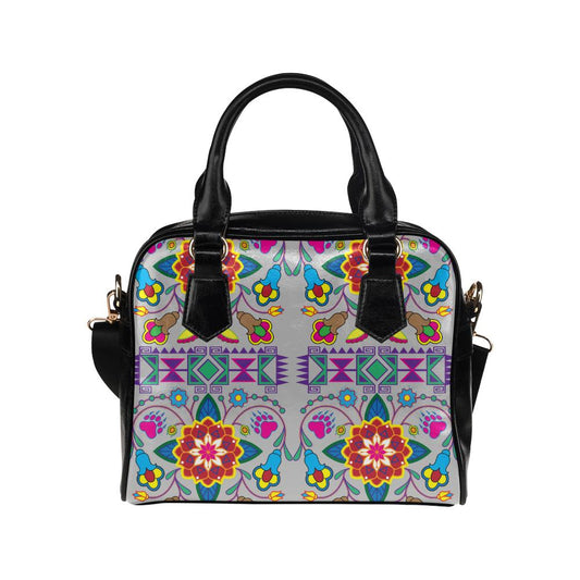 Geometric Floral Winter-Gray Shoulder Handbag (Model 1634) Shoulder Handbags (1634) e-joyer 