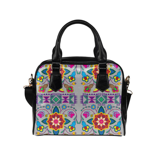 Geometric Floral Winter-Gray Shoulder Handbag (Model 1634) Shoulder Handbags (1634) e-joyer 