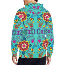 Load image into Gallery viewer, Geometric Floral Winter-Sky All Over Print Full Zip Hoodie for Men (Model H14) All Over Print Full Zip Hoodie for Men (H14) e-joyer 
