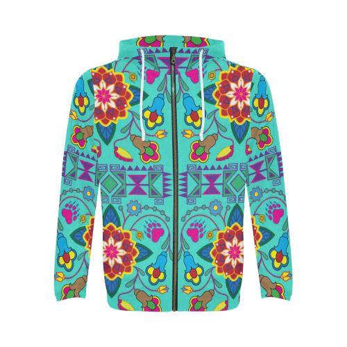 Geometric Floral Winter-Sky All Over Print Full Zip Hoodie for Men (Model H14) All Over Print Full Zip Hoodie for Men (H14) e-joyer 