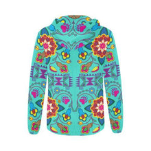 Load image into Gallery viewer, Geometric Floral Winter-Sky All Over Print Full Zip Hoodie for Women (Model H14) All Over Print Full Zip Hoodie for Women (H14) e-joyer 
