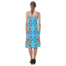 Load image into Gallery viewer, Geometric Floral Winter-Sky Blue Alcestis Slip Dress (Model D05) Alcestis Slip Dress (D05) e-joyer 
